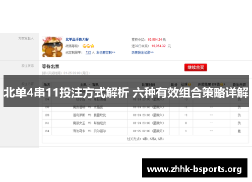 北单4串11投注方式解析 六种有效组合策略详解