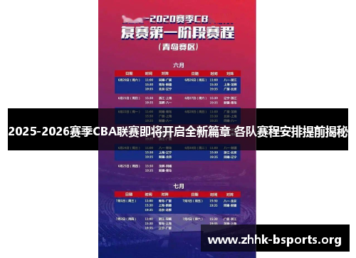 2025-2026赛季CBA联赛即将开启全新篇章 各队赛程安排提前揭秘