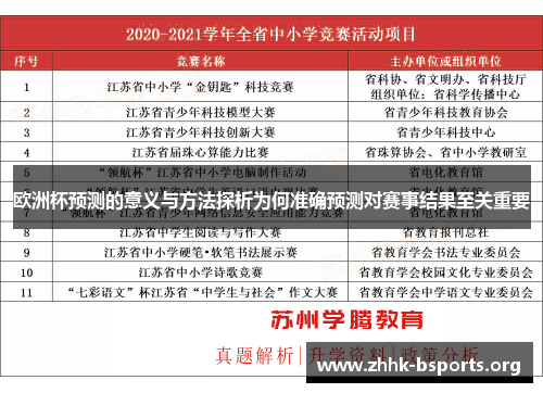 欧洲杯预测的意义与方法探析为何准确预测对赛事结果至关重要